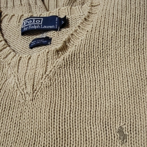 Polo Ralph Lauren Sweater Cotton & Linen Tan Men's L - Picture 3 of 6